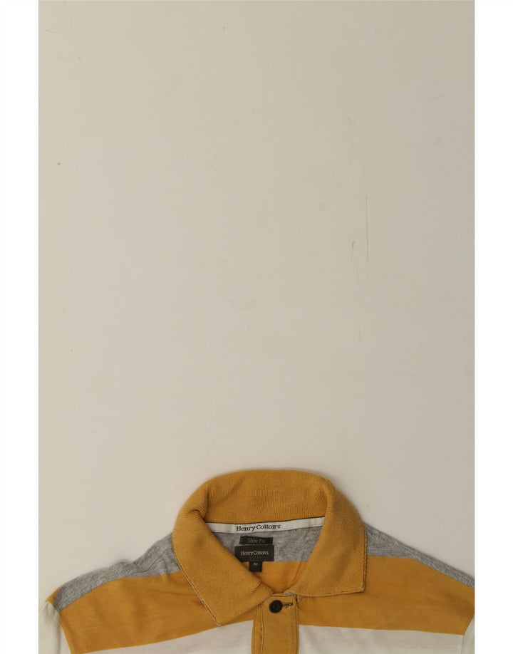 HENRY COTTONS Mens Slim Fit Polo Shirt Medium Multicoloured Striped Cotton Vintage Henry Cottons and Second-Hand Henry Cottons from Messina Hembry 