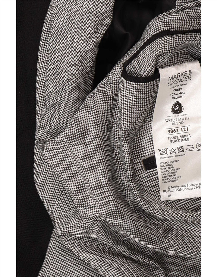 Marks & Spencer Herren-Blazer mit 2 Knöpfen, Gr. 42, Größe L, Schwarz, Polyester