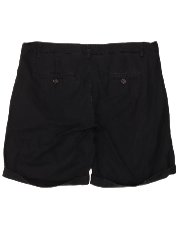 BENETTON Damen Chinoshorts UK 14 Large W36 Schwarze Baumwolle