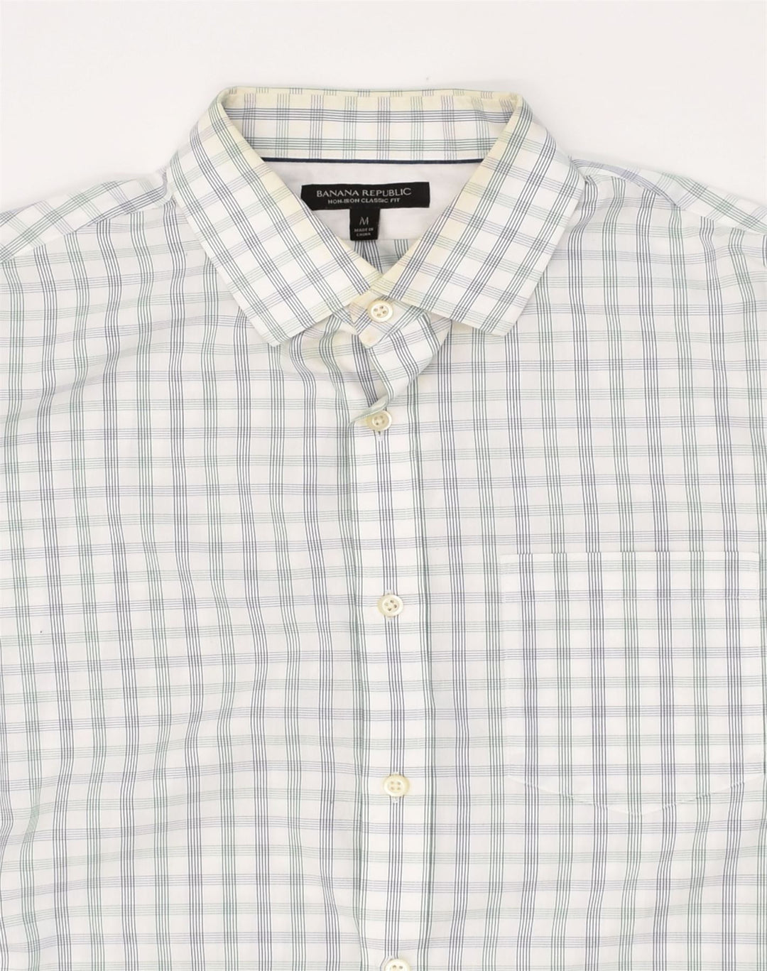 BANANA REPUBLIC Mens NON - IRON Classic Fit Shirt Medium Grey Check Cotton | Vintage Banana Republic | Thrift | Second-Hand Banana Republic | Used Clothing | Messina Hembry 