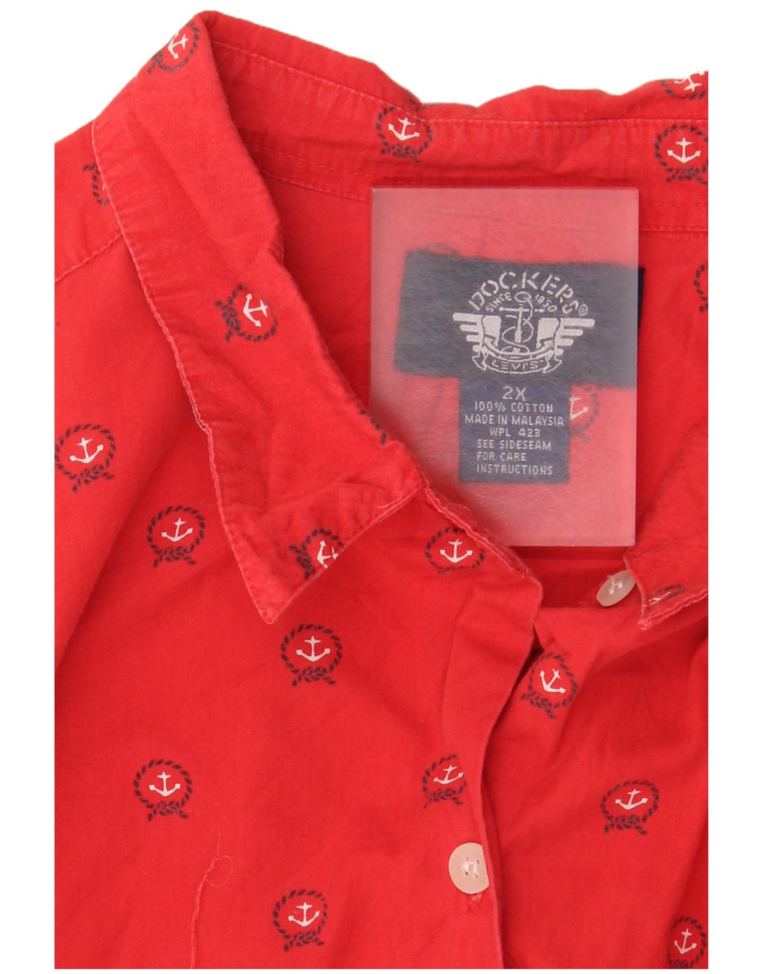 Dockers Damen-Oversize-Hemd, UK 20 2XL, rote geometrische Baumwolle