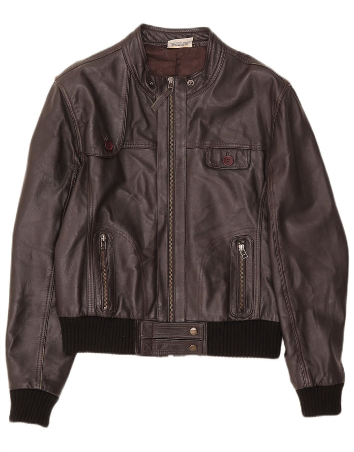 In Extenso Damen Bomber-Lederjacke UK 18 XL Braun