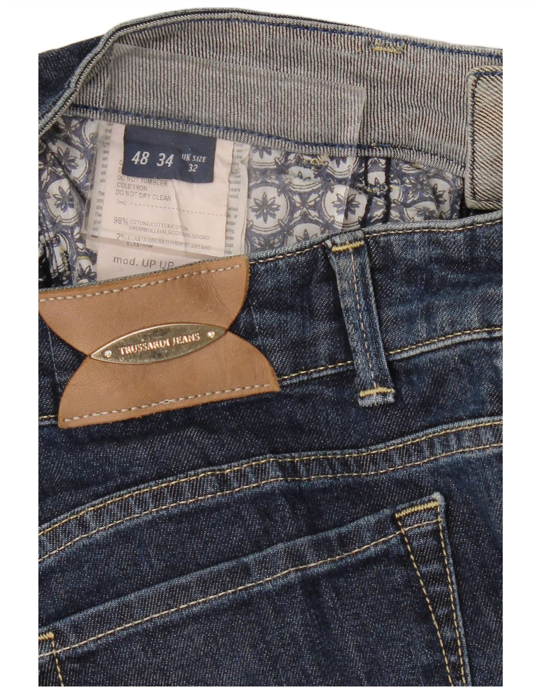 Trussardi Damen Slim Jeans W32 L32 Marineblaue Baumwolle