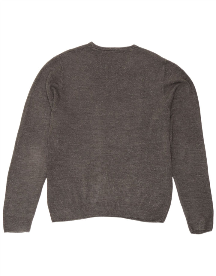 Marks & Spencer Herren-Pullover mit V-Ausschnitt, mittelgraues Acryl