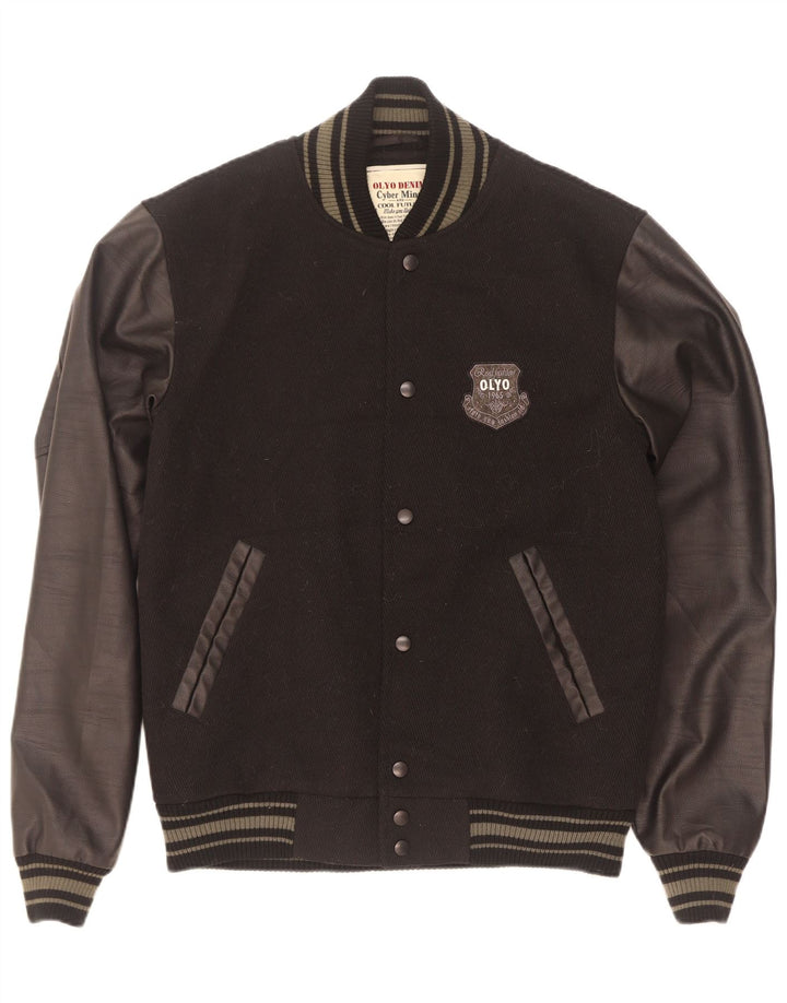 Vintage Herren Varsity Jacke UK 42 XL Schwarz Nylon