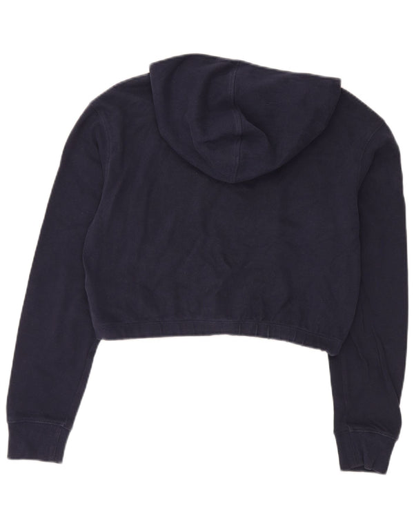 Tommy Hilfiger Damen Crop Graphic Hoodie Pullover UK 6 XS Marineblau Baumwolle