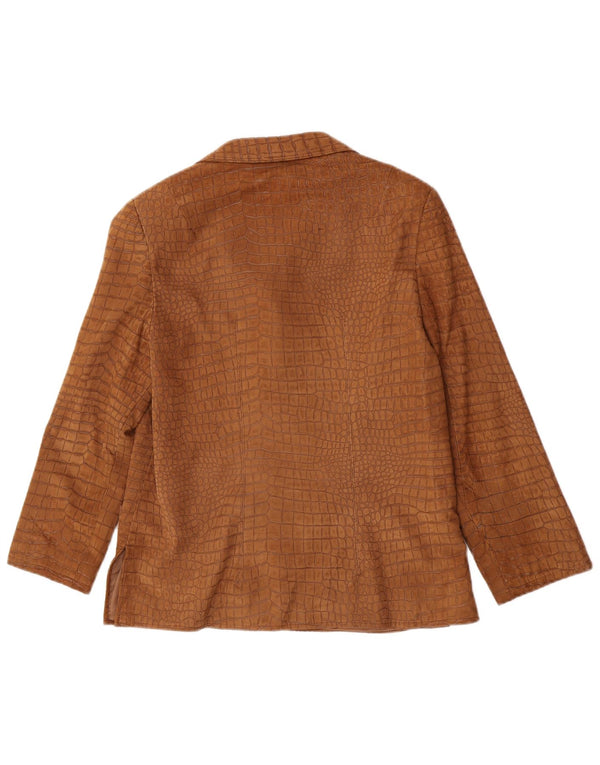 Vintage Damen 4-Knopf-Blazerjacke UK 12 Mittelbrauner Tierdruck