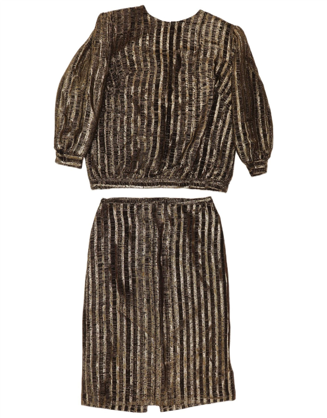 Vintage Damen 2-teiliges Rockset UK 14 Medium W29 Braun gestreift