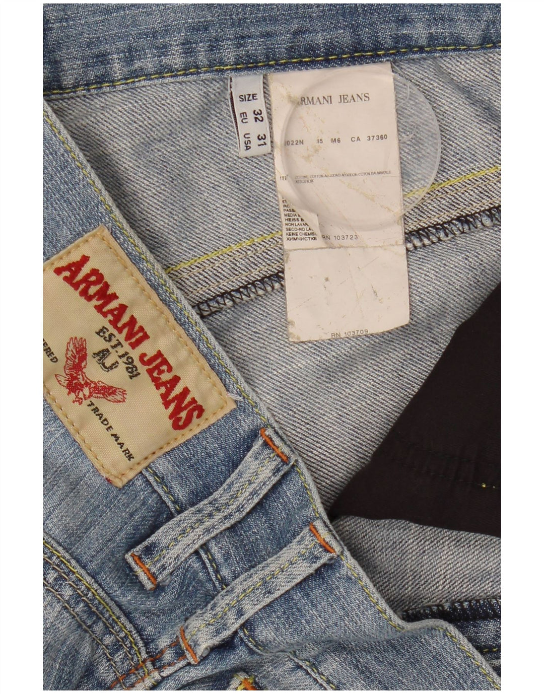 Armani Herren Distressed Slim Jeans W32 L34 Blaue Baumwolle