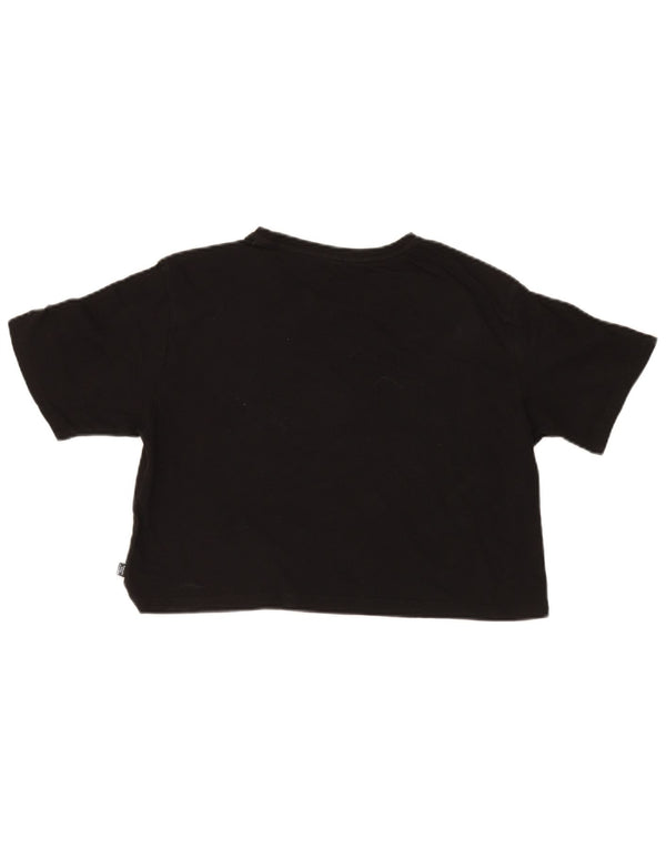 Puma Damen Kurzarm Crop Graphic T-Shirt Top UK 14 Medium Schwarz