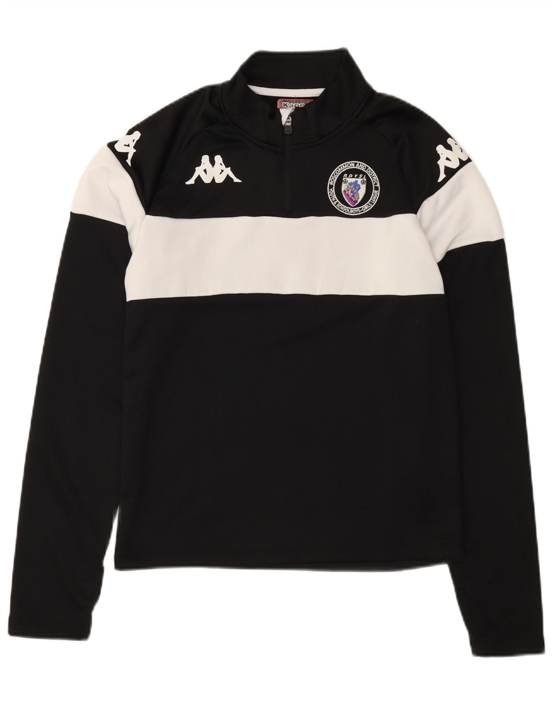 KAPPA Herren-Trainingsanzug-Oberteil mit grafischem Reißverschluss am Hals, Größe S, Schwarz, Farbblock