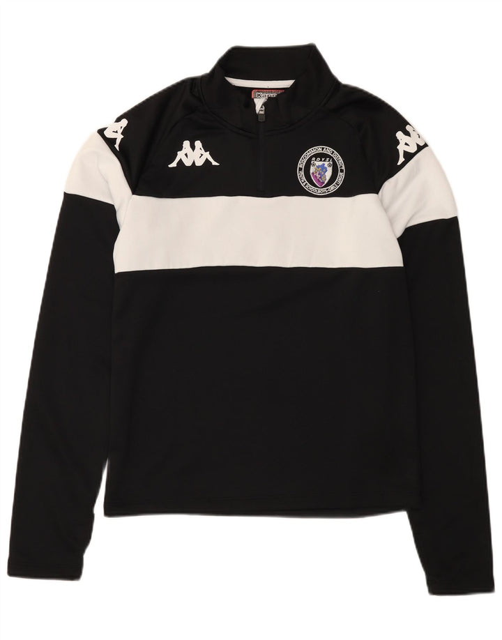 KAPPA Herren-Trainingsanzug-Oberteil mit grafischem Reißverschluss am Hals, Größe S, Schwarz, Farbblock