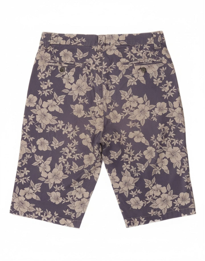 Jeckerson Herren-Bermudashorts W31 Mittelblaue geblümte Baumwolle