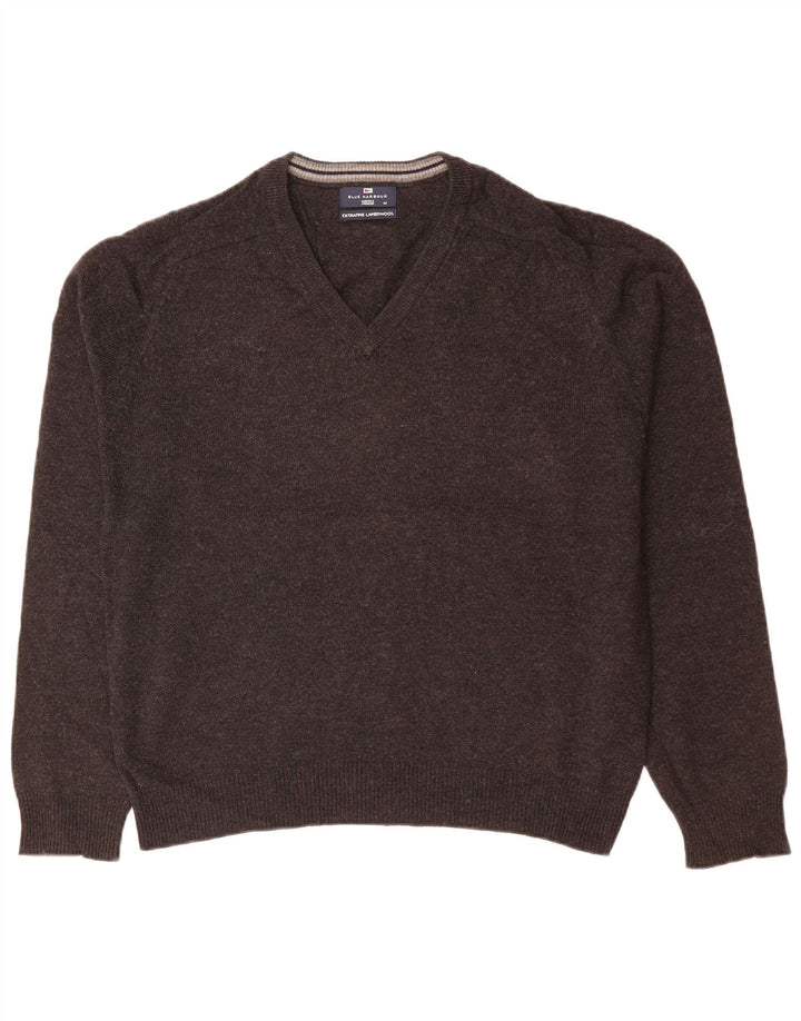 Marks & Spencer Herren Blauer Harbor-Pullover mit V-Ausschnitt Mittelgrau
