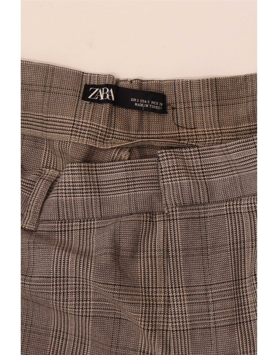 Zara Slim Chino-Hose für Damen, Größe S, W26, L25, grau kariert