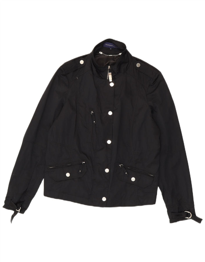 Trussardi Jeans Damen Militärjacke IT 48 XL Schwarz Polyester