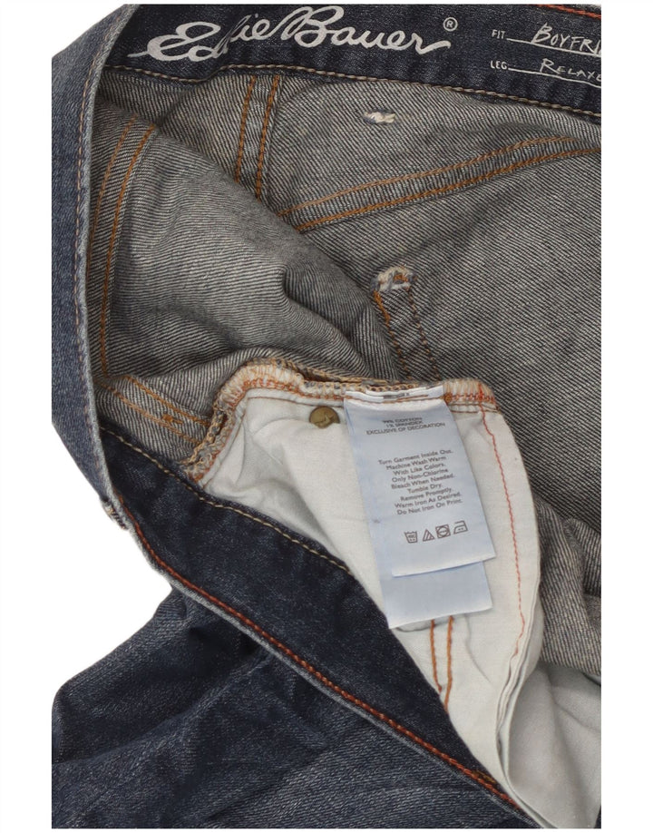 EDDIE BAUER Damen Boyfriend Distressed Straight Jeans W36 L30 Blau