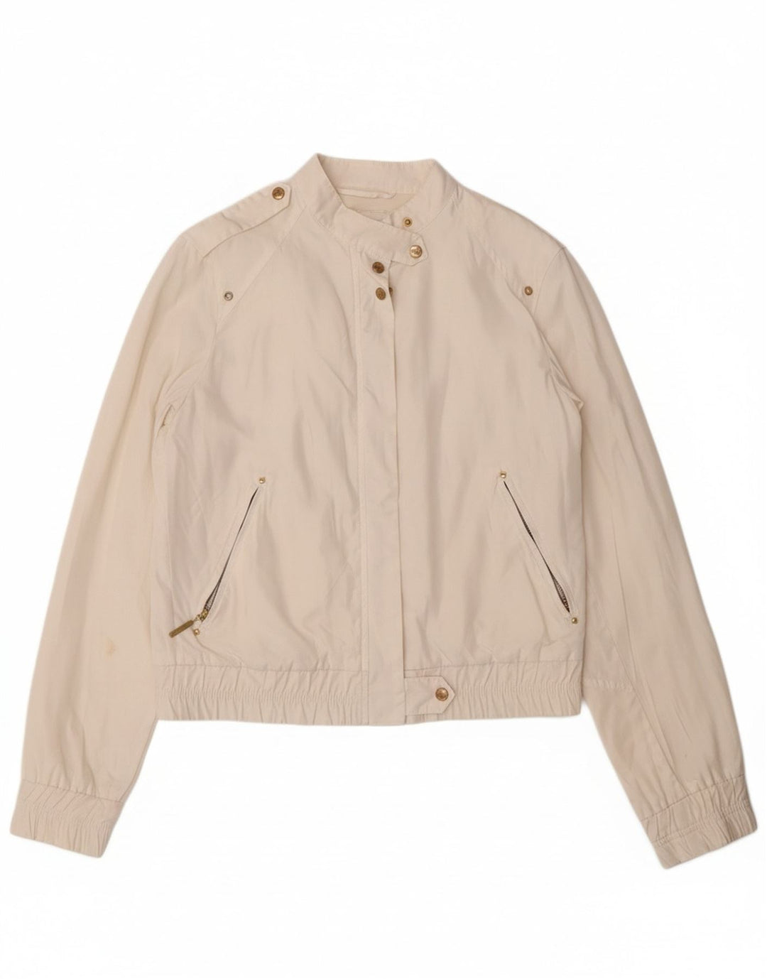 GAS Womens Military Bomber Jacket IT 46 Large Off White Polyester