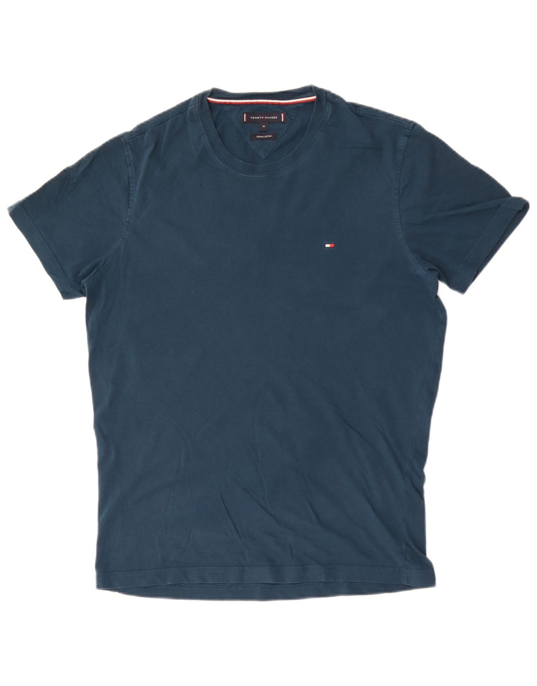 Tommy Hilfiger Herren-T-Shirt-Oberteil aus Baumwolle in mittlerem Marineblau