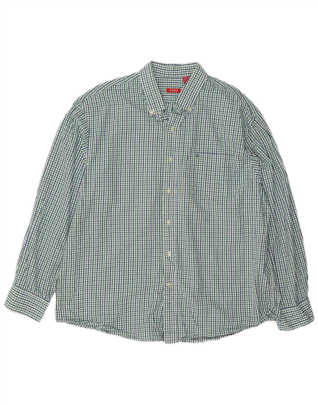 IZOD Herrenhemd 2XL, grüne Gingham-Baumwolle