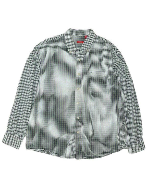 IZOD Herrenhemd 2XL, grüne Gingham-Baumwolle
