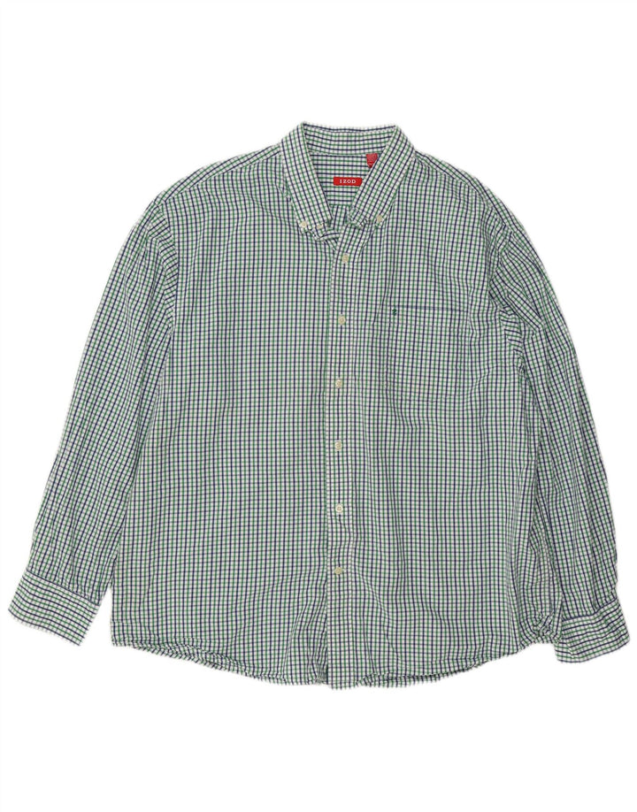 IZOD Herrenhemd 2XL, grüne Gingham-Baumwolle