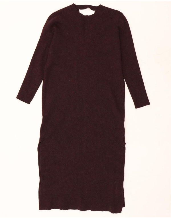 Cos Langarm-Pulloverkleid für Damen, Größe S, Burgunderrot, Wolle