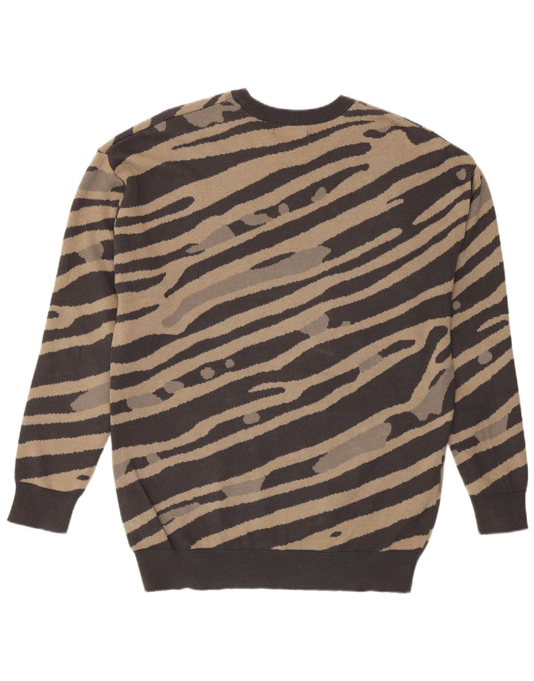 Zara Herren-Sweatshirt-Pullover, klein, braun gestreift, Baumwolle