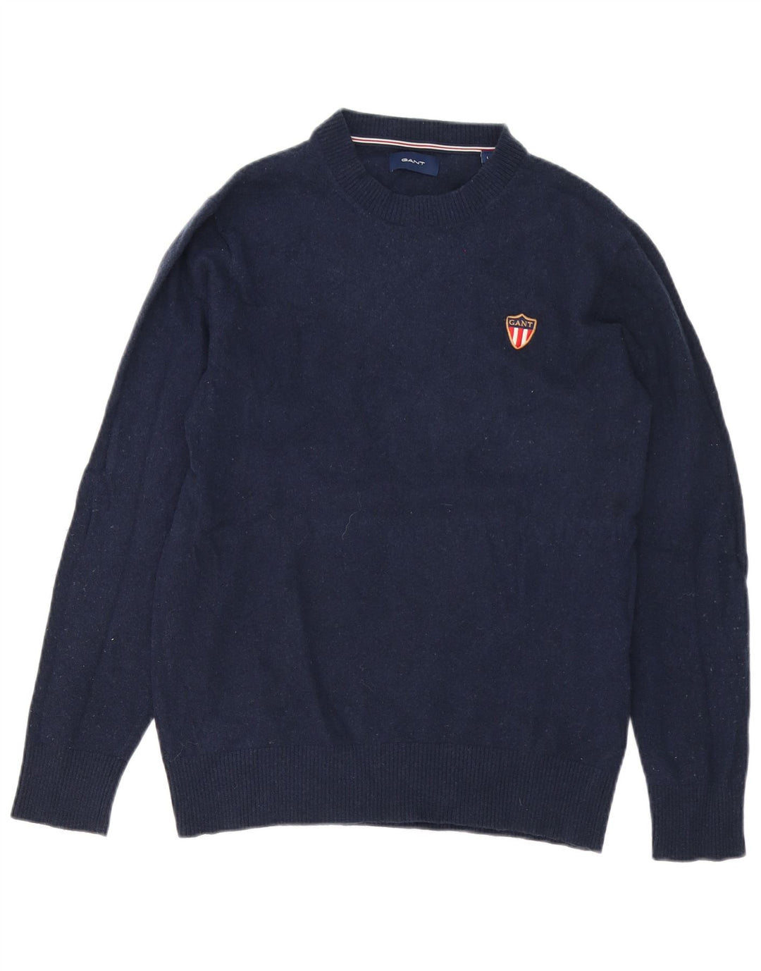 Gant Herren-Pullover mit Rundhalsausschnitt, Größe S, marineblaue Lammwolle