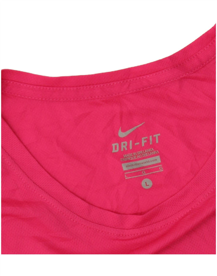 NIKE Damen Dri Fit T-Shirt Top UK 14 Large Pink