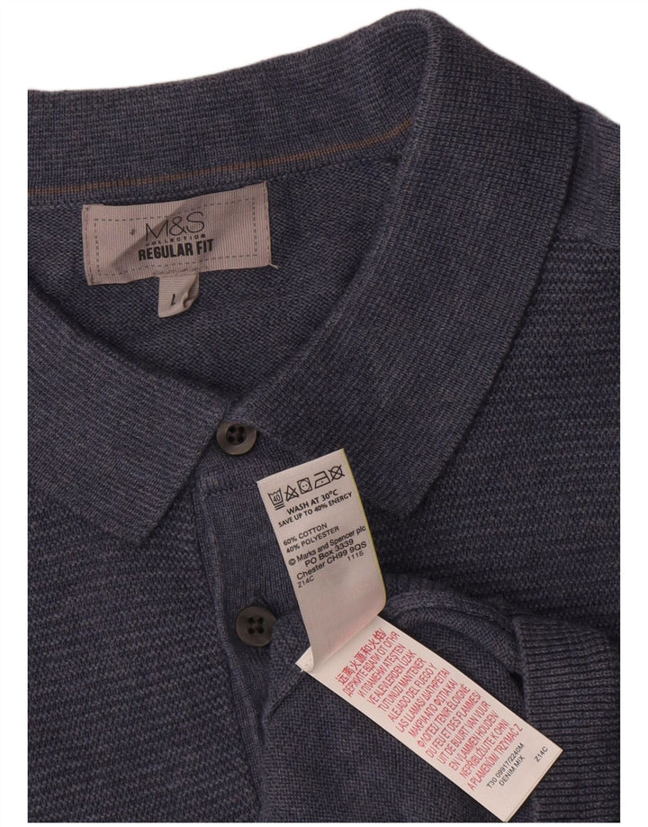 Marks & Spencer Herren-Pullover mit Rollkragen, reguläre Passform, groß, aus blauer Baumwolle