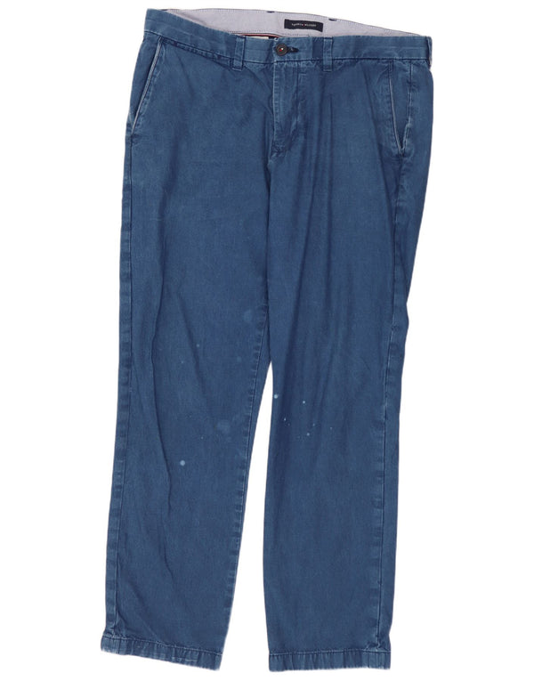 Tommy Hilfiger Mens Straight Chino Trousers W34 L30 Navy Blue Cotton