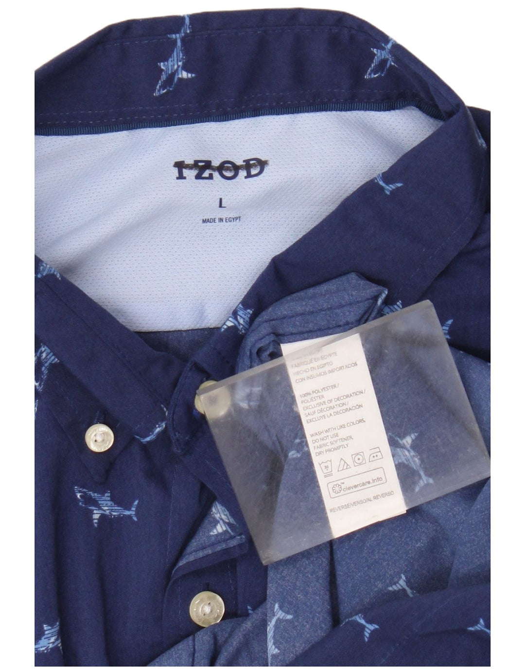 Izod Herren-Kurzarmhemd mit abstraktem Muster, groß, blau, Polyester