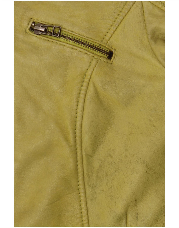 Freaky Nation Damen Lederjacke UK 10 Small Grünes Leder