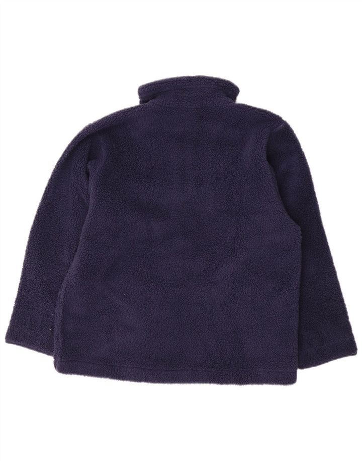 VINTAGE Damen-Fleecepullover mit Reißverschluss am Hals, UK 16, groß, Marineblau, Fair Isle