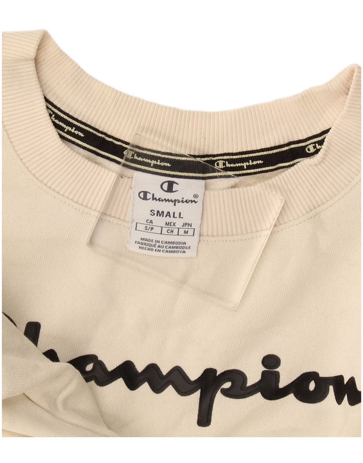 Champion Womens Graphic Oversized Sweatshirt Pullover UK 10 Small Off White