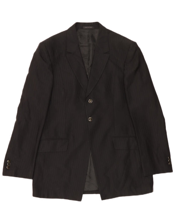 Carlo Pignatelli Mens 2 Button Blazer Jacket IT 54 2XL Black Pinstripe