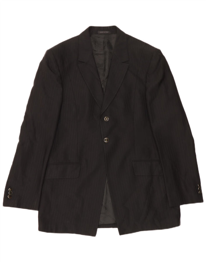Carlo Pignatelli Herren 2-Knopf-Blazerjacke IT 54 2XL Schwarzer Nadelstreifen