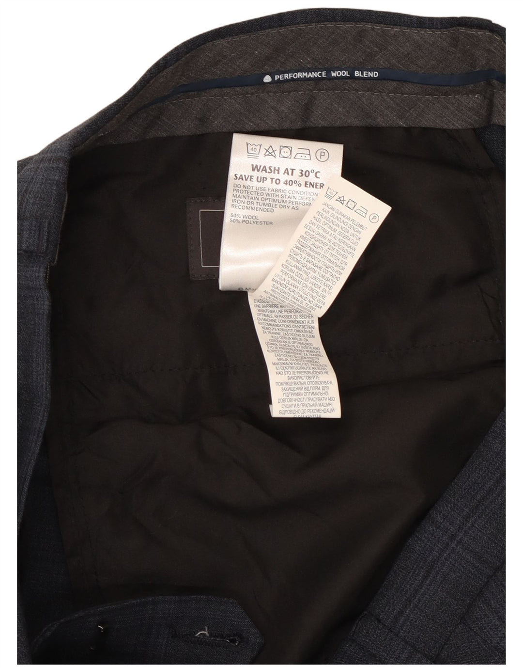 Marks & Spencer Herren-Anzughose mit maßgeschneiderter Passform, W32 L33, Marineblau kariert