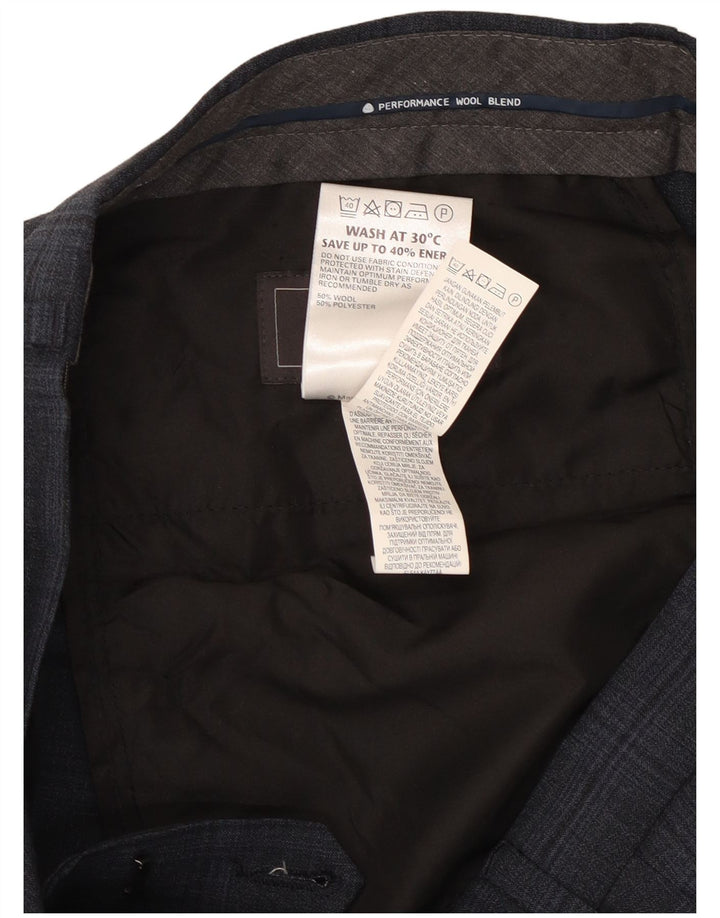 Marks & Spencer Herren-Anzughose mit maßgeschneiderter Passform, W32 L33, Marineblau kariert