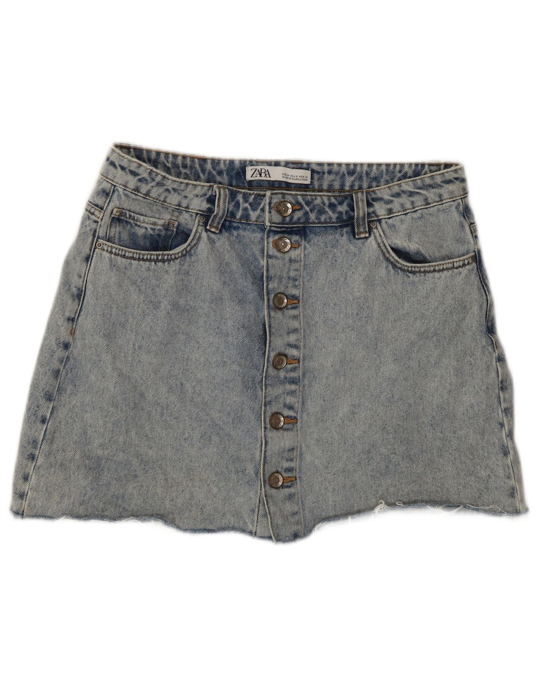 Zara Damen Mini-Jeansrock in Acid-Waschung, mittelgroß, W28, Blau