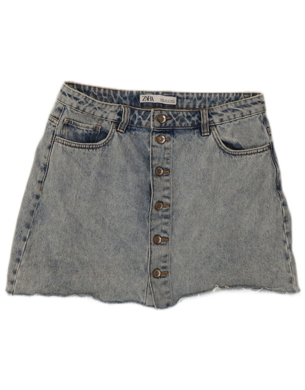 Zara Damen Mini-Jeansrock in Acid-Waschung, mittelgroß, W28, Blau