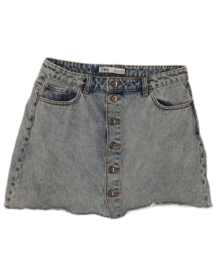 Zara Damen Mini-Jeansrock in Acid-Waschung, mittelgroß, W28, Blau