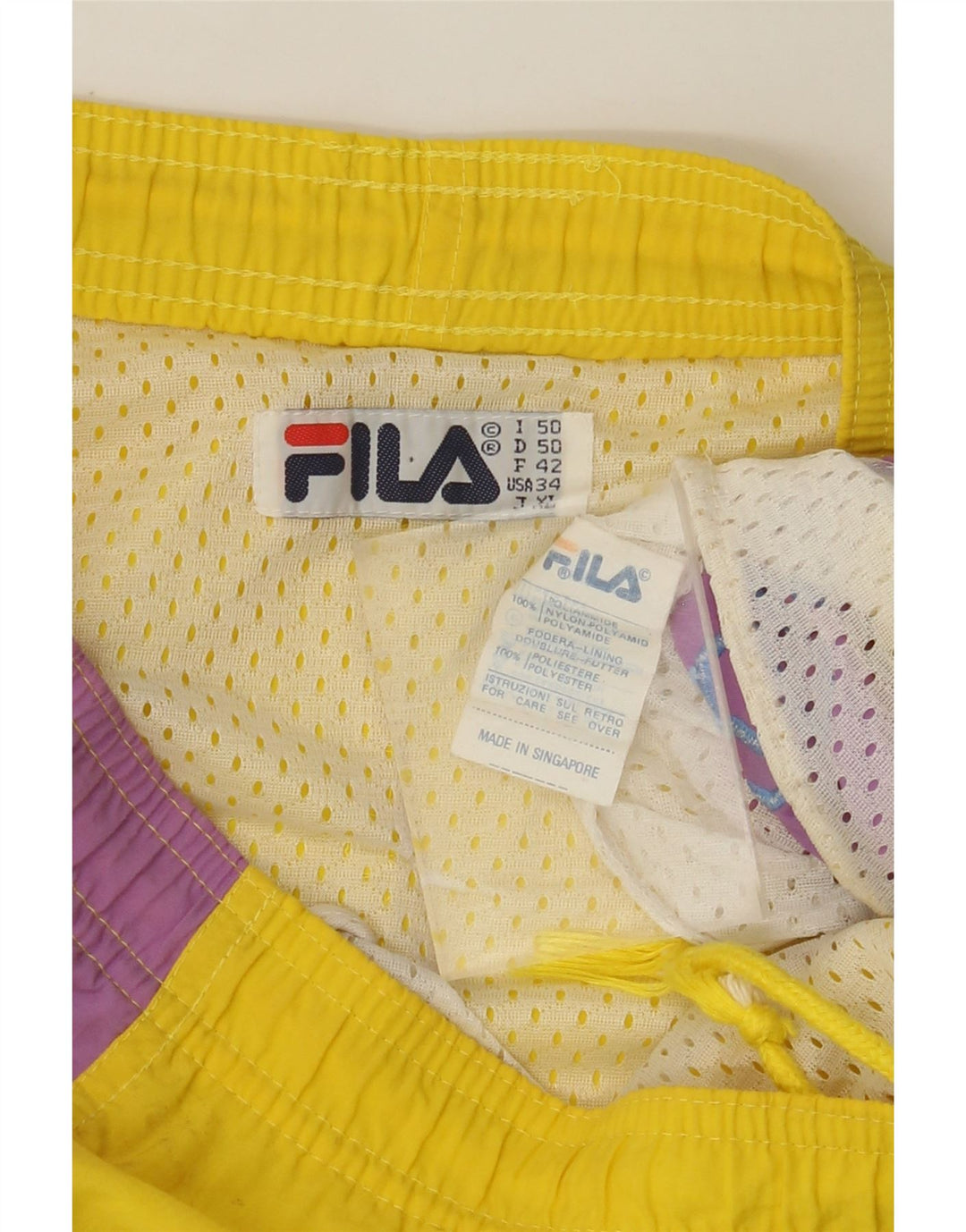 FILA Herren-Badeshorts mit Grafik, IT 50, groß, gelb, Farbblock