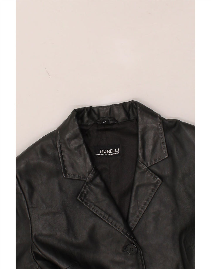 VINTAGE Womens Leather Coat UK 14 Large Black Leather Vintage Vintage and Second-Hand Vintage from Messina Hembry 