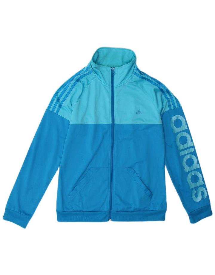 Adidas Damen Climalite Trainingsanzug Top Jacke UK 12/14 Mittelblau