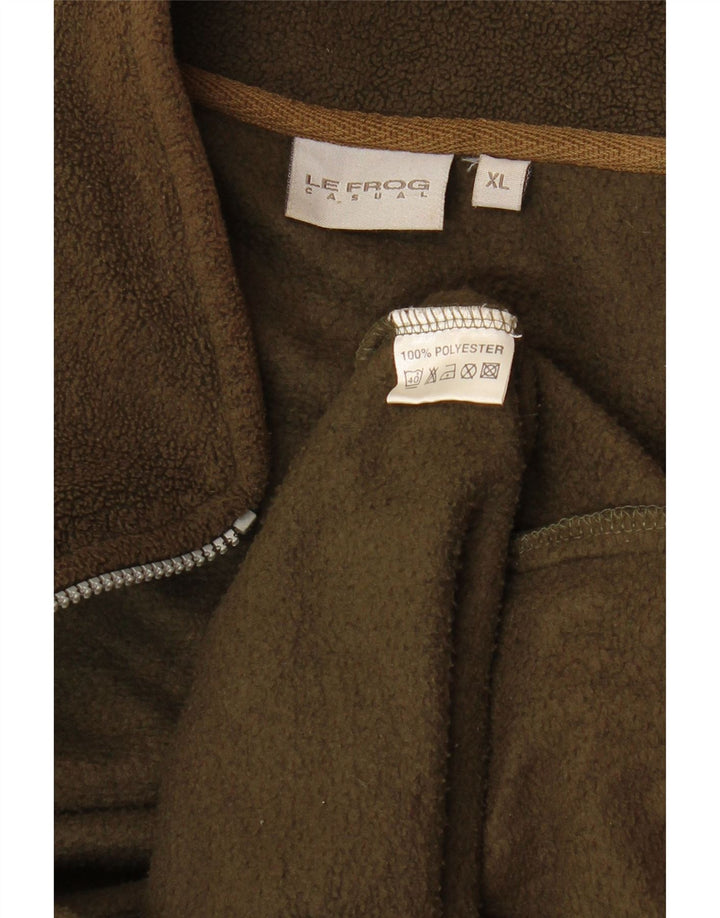 LE FROG Herren-Fleeceweste mit lässiger Passform, UK 42, XL, Khaki, Polyester