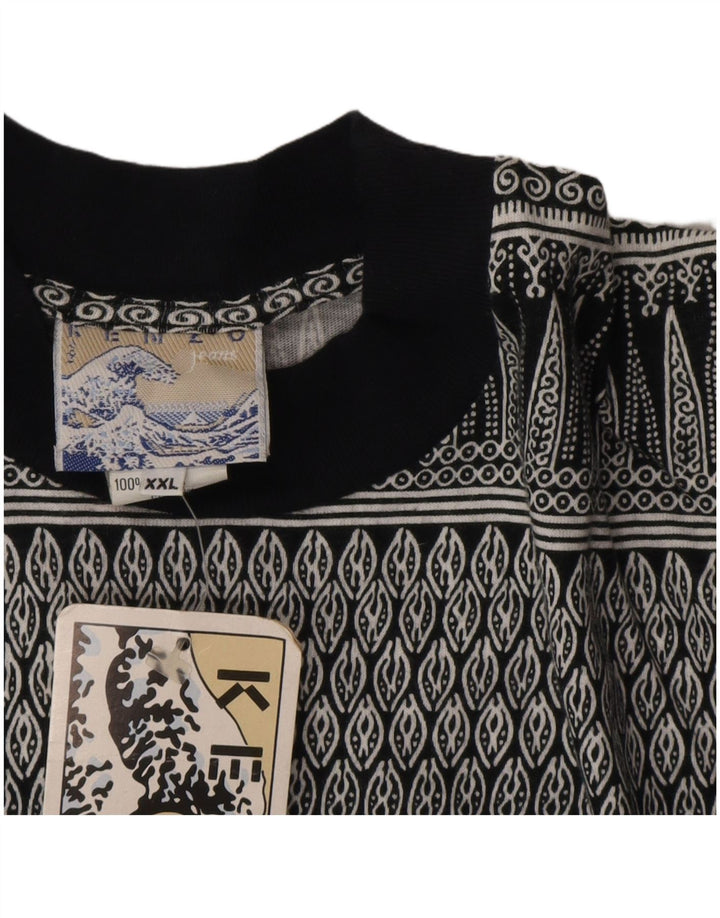 Kenzo Herren-T-Shirt mit abstraktem Muster, 2XL, grau, geometrisch, Baumwolle, Designer