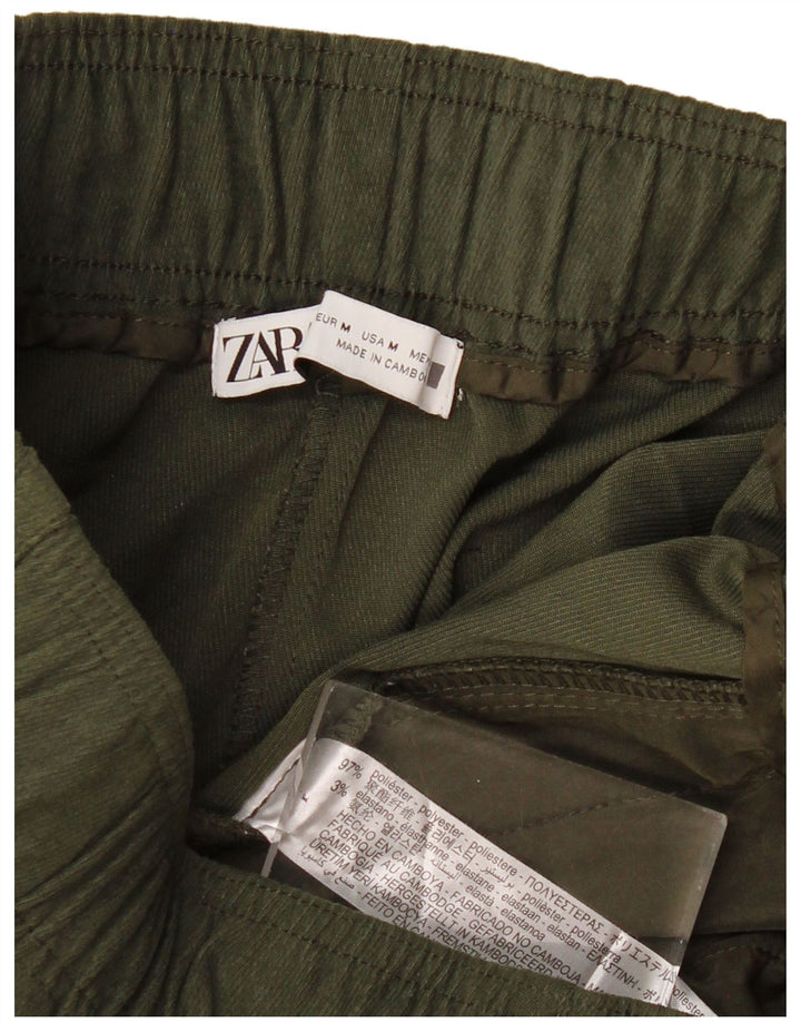 Zara Damen-Jogginghose mit kurzem Schnitt, Größe M, W28, L25, Khaki, Polyester