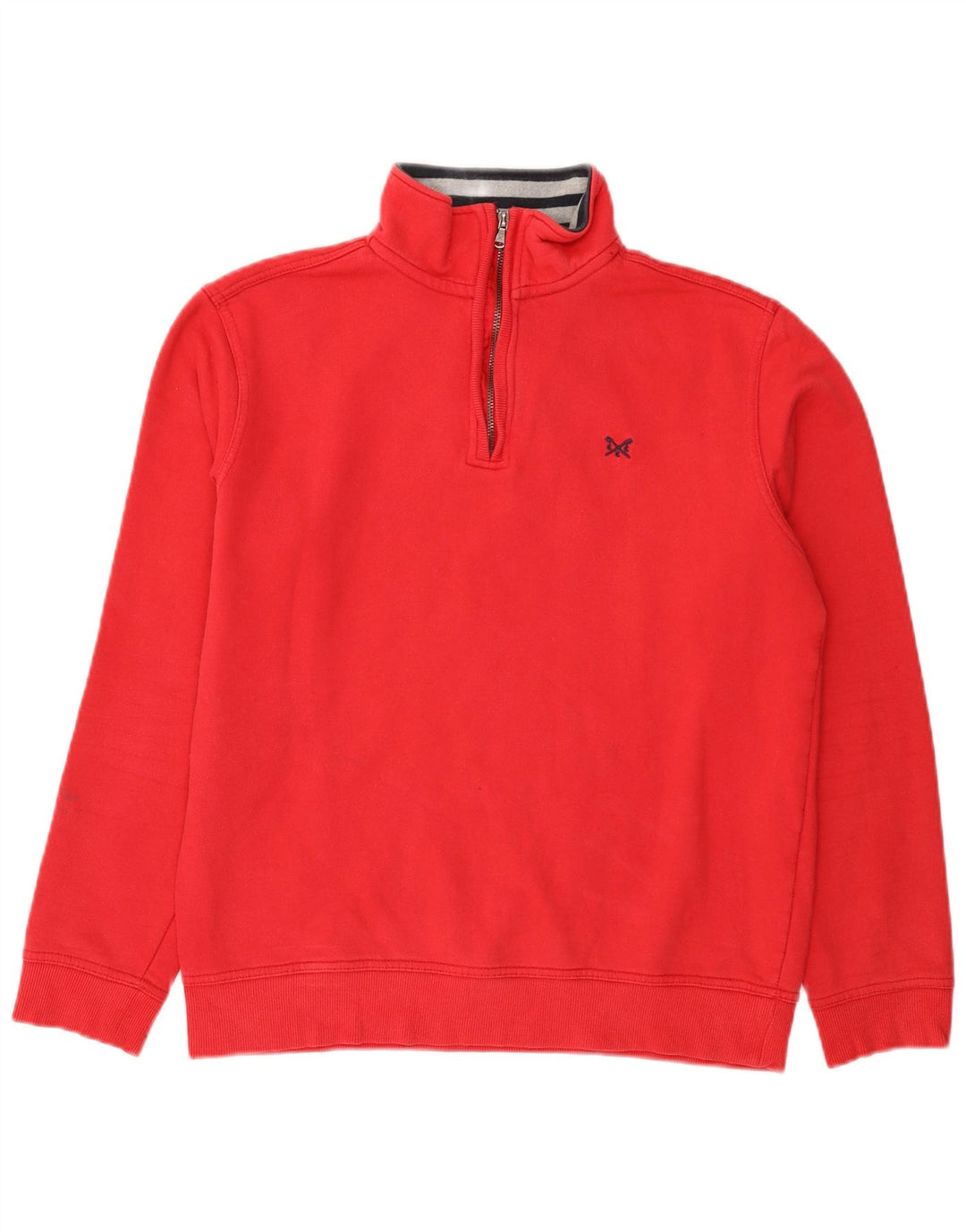 Crew Clothing Herren-Sweatshirt mit Reißverschluss am Hals, mittelrote Baumwolle